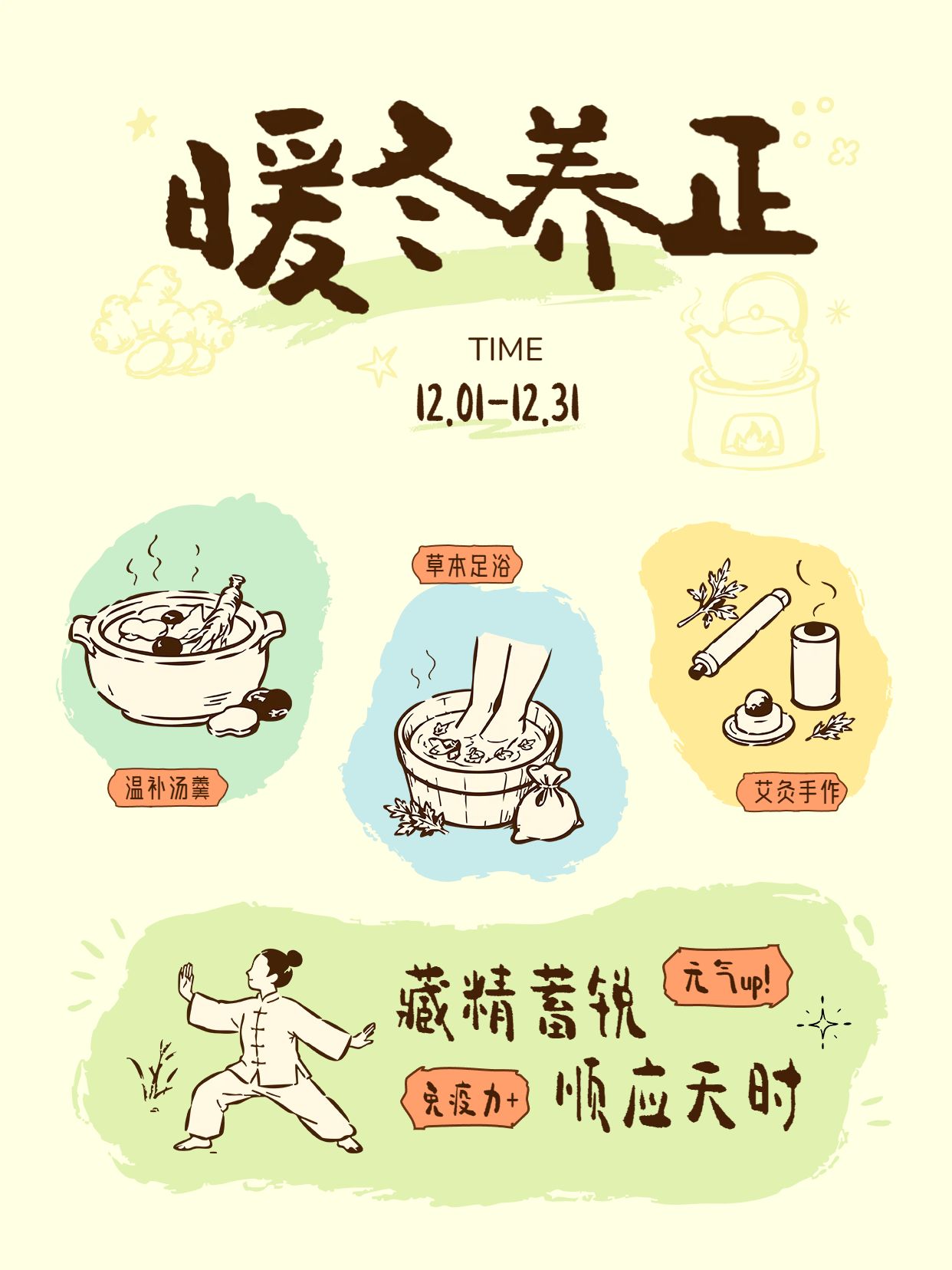 卡通风黄色交流分享养生保健类小红书封面