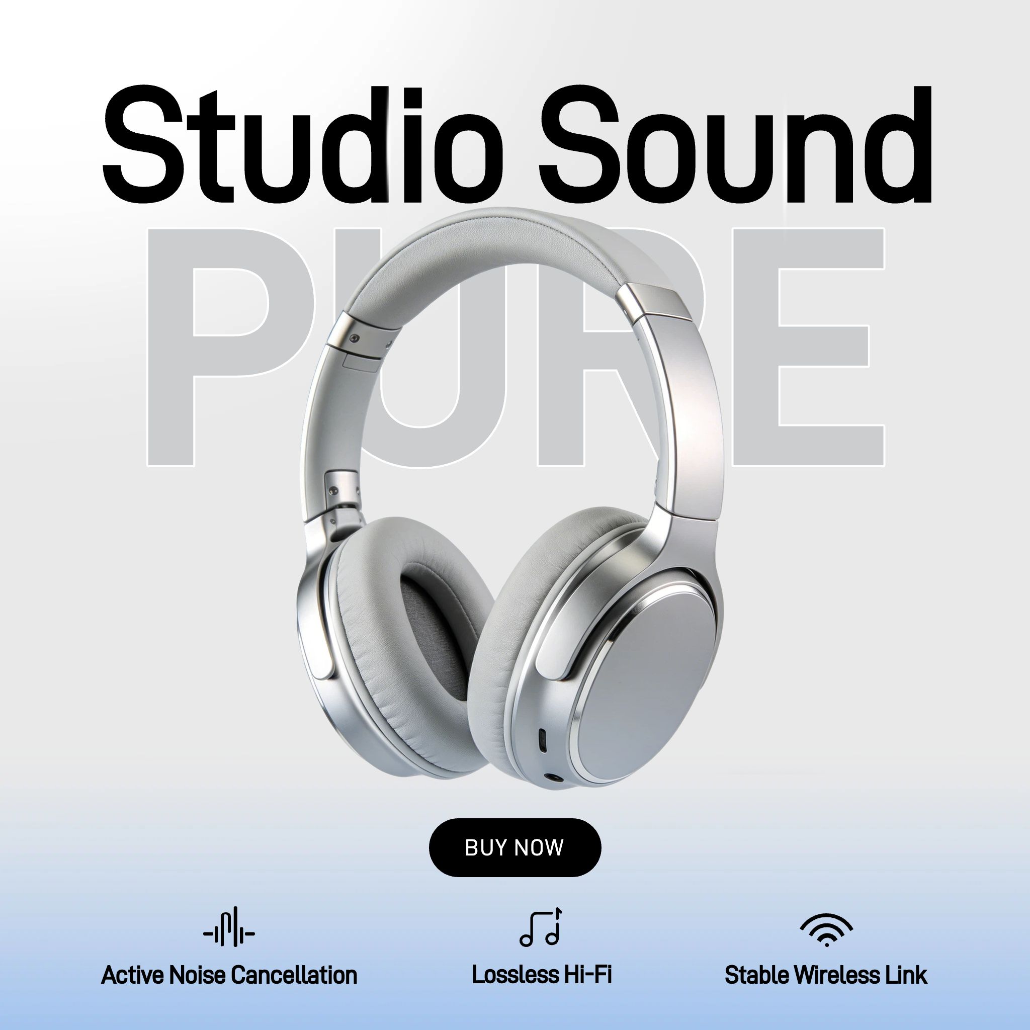 简约风白色数码家电营销带货数码3C类耳机跨境电商主图