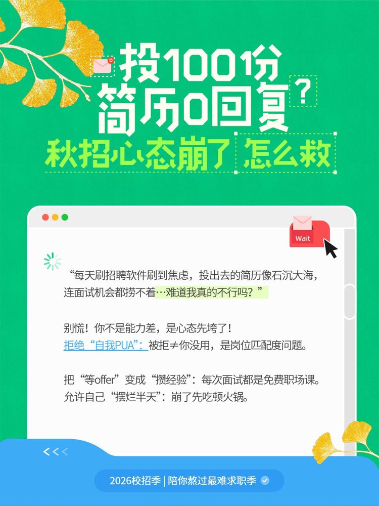 简约风绿色通用类交流分享如何调整求职心态职场干货小红书封面