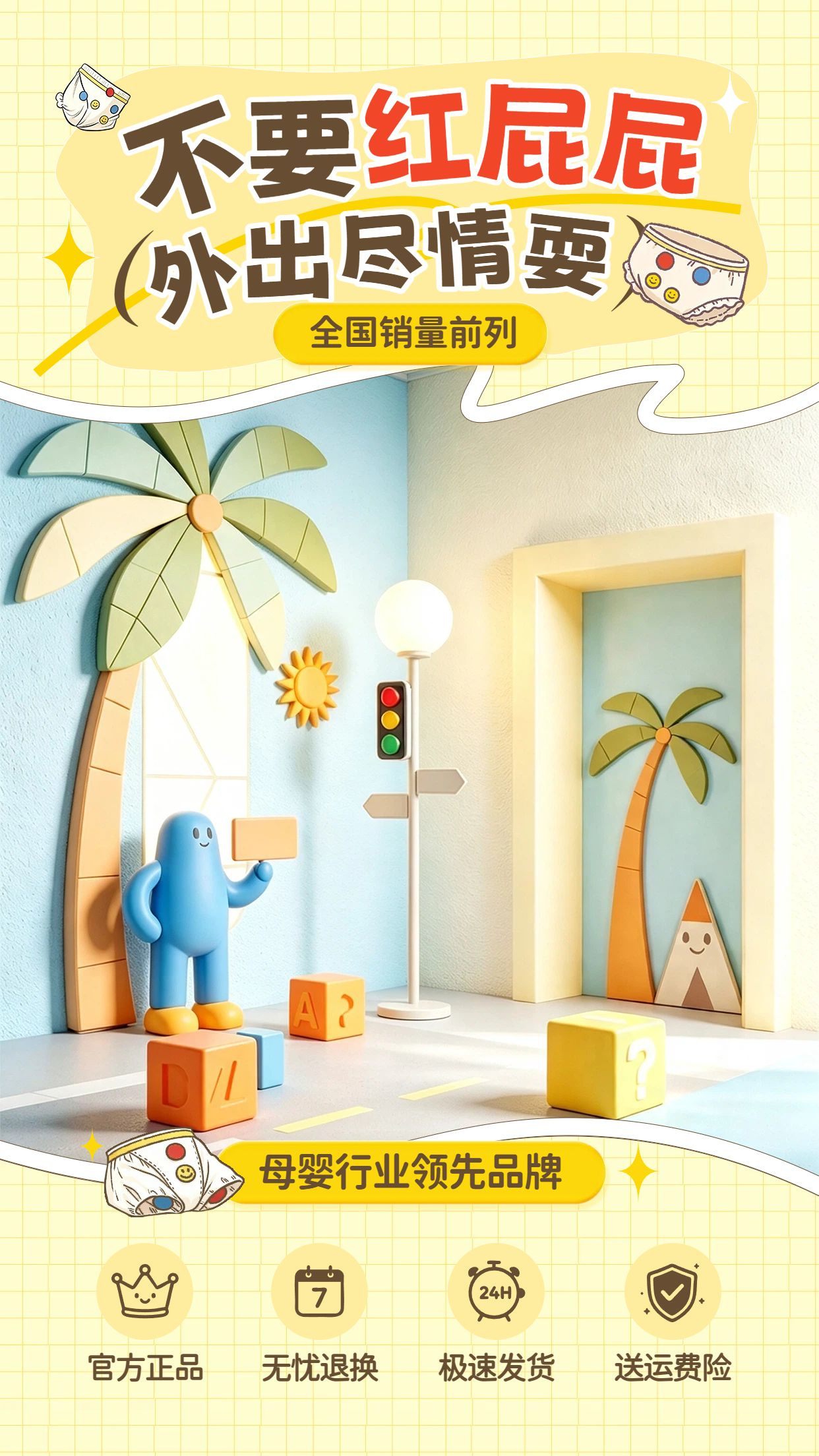 3D风橙黄色通用类营销带货直播间背景