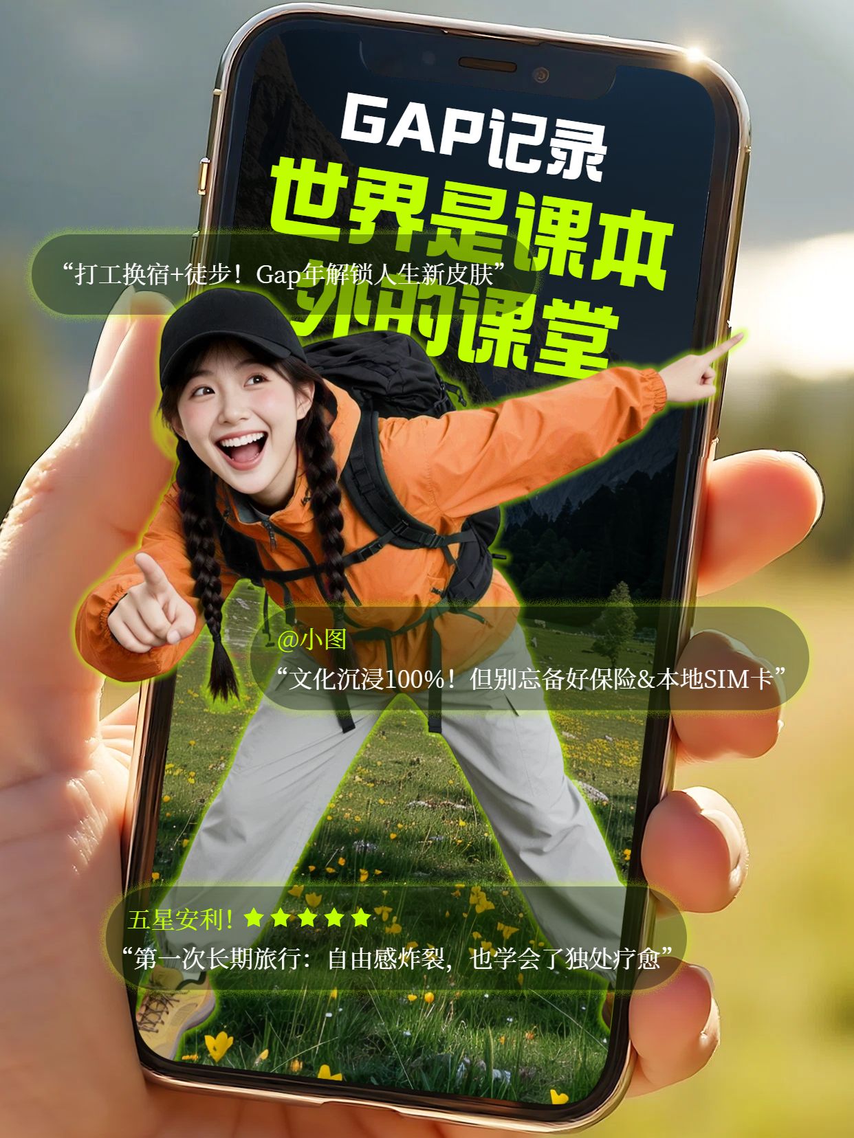 实景风绿色通用类交流分享Gap日记小红书视频封面