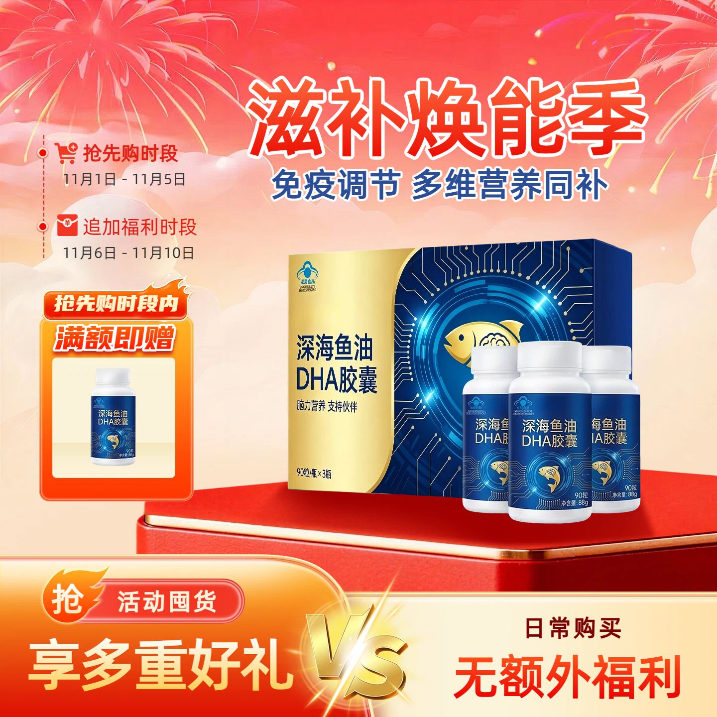 简约风橙红色营销带货医疗保健类电商主图