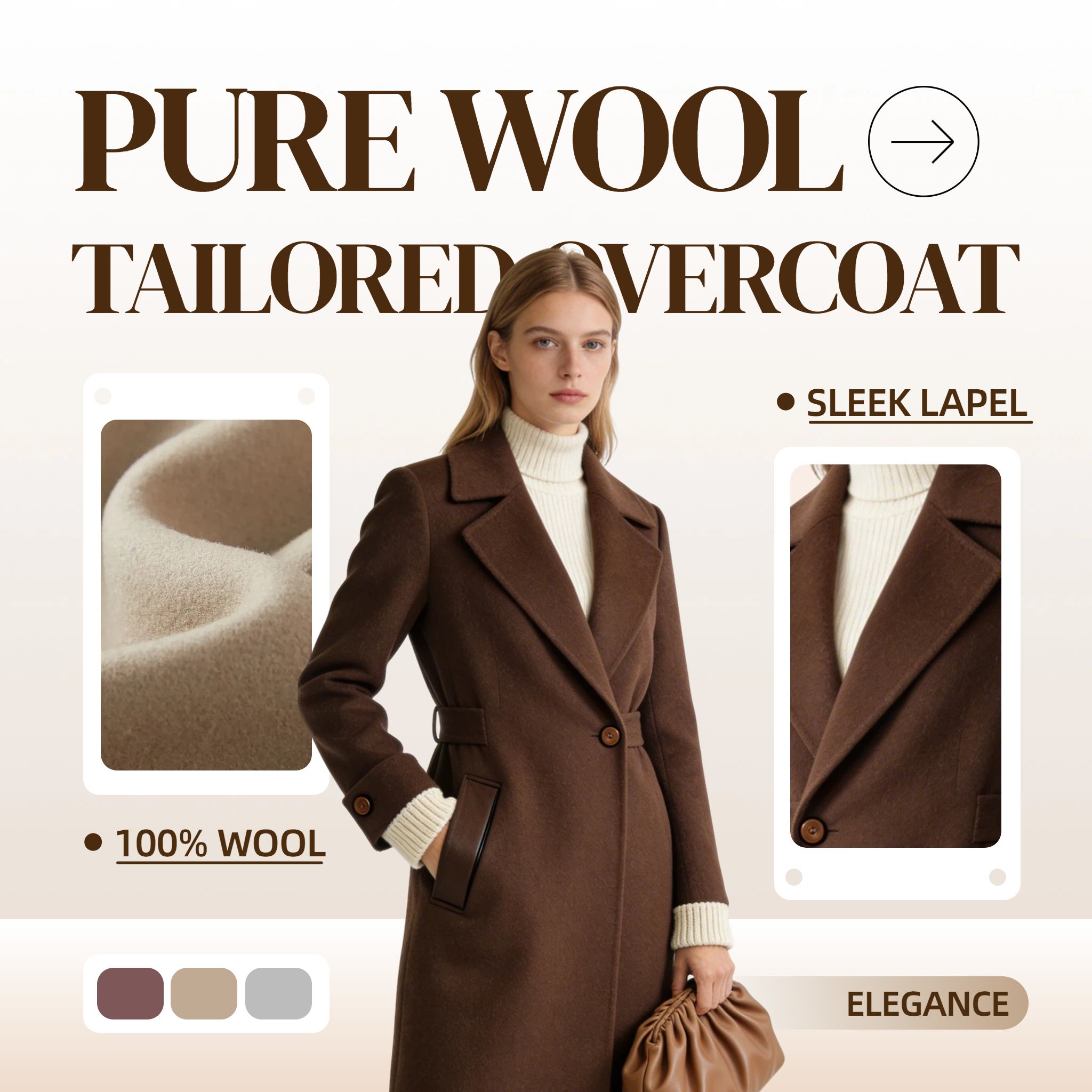 简约风棕色鞋服箱包营销带货服饰箱包类跨境电商主图