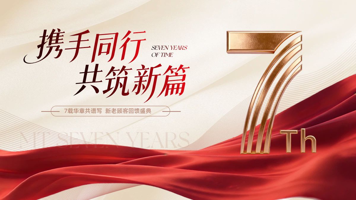 商务风红黄色通用类周年庆祝福横版海报