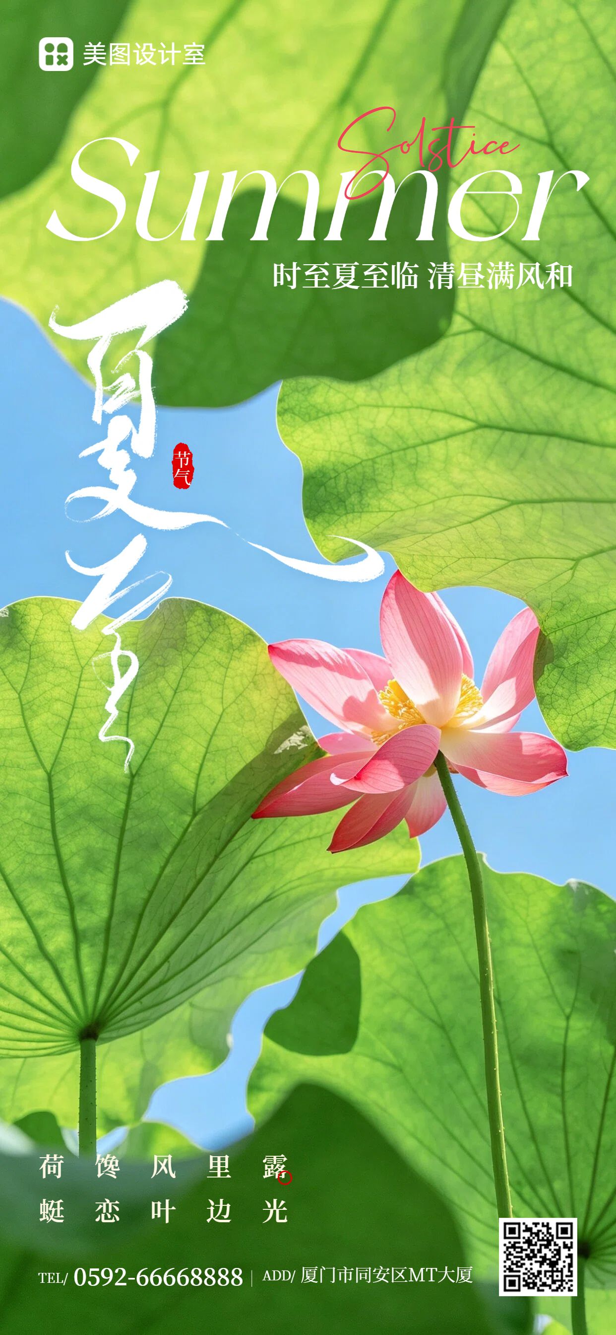 实景风绿色夏至通用类祝福问候手机全屏海报