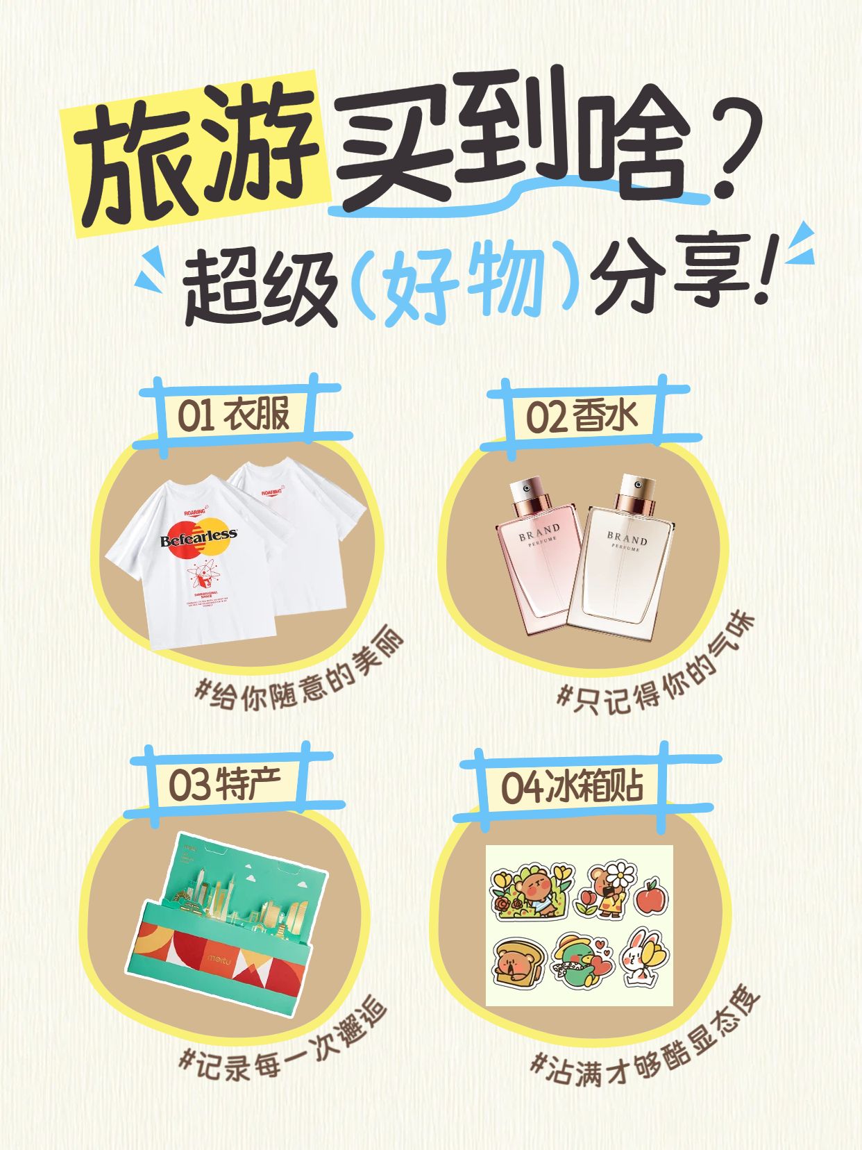 拼贴风黄色旅游出行交流分享旅游买到啥好物分享小红书封面