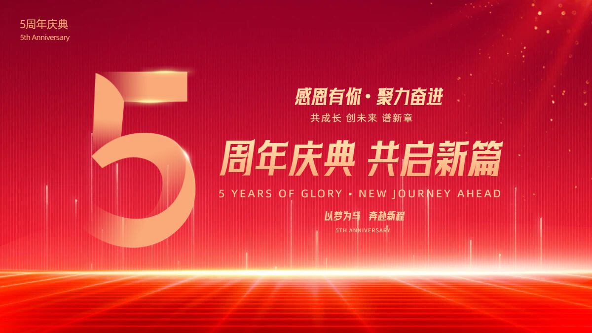 商务风红色通用类周年庆祝福横版海报