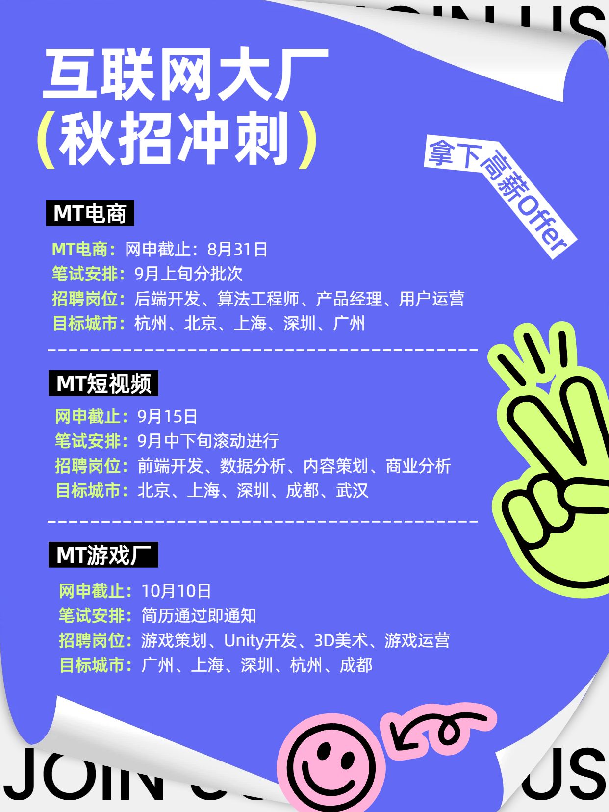 卡通风蓝色通用类交流分享招聘季求职攻略指南小红书封面
