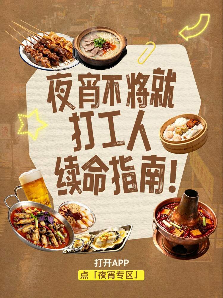 拼贴风橙色交流分享餐饮美食活动小红书封面