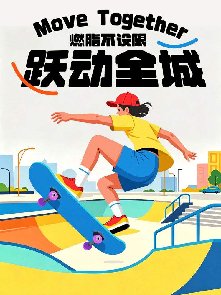 卡通风蓝色黄色交流分享运动健身活动小红书封面