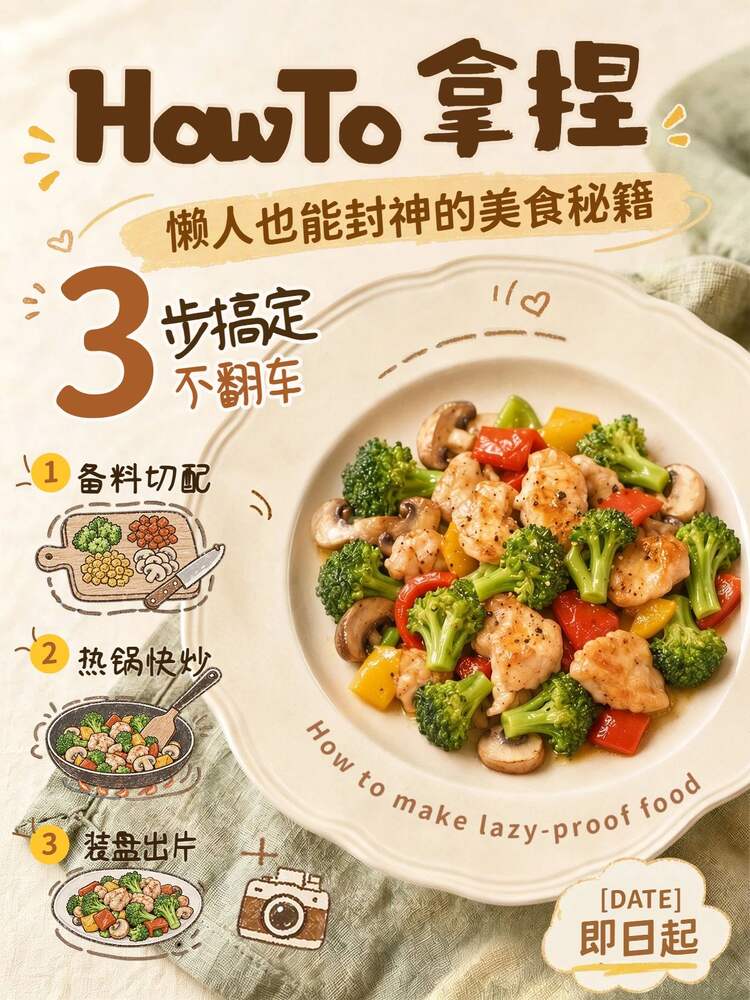 拼贴实景风黄色交流分享餐饮美食活动小红书封面