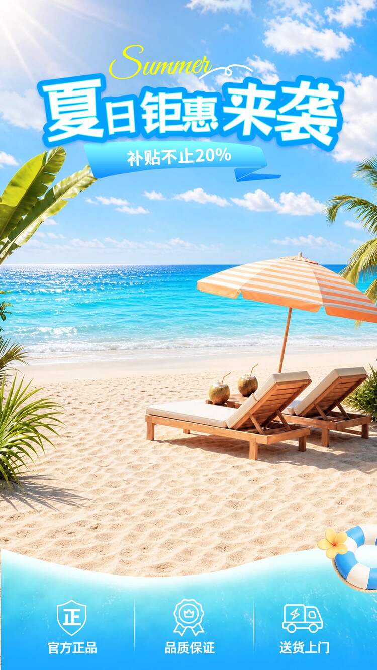 清新时尚风蓝色通用类营销带货夏日直播间背景