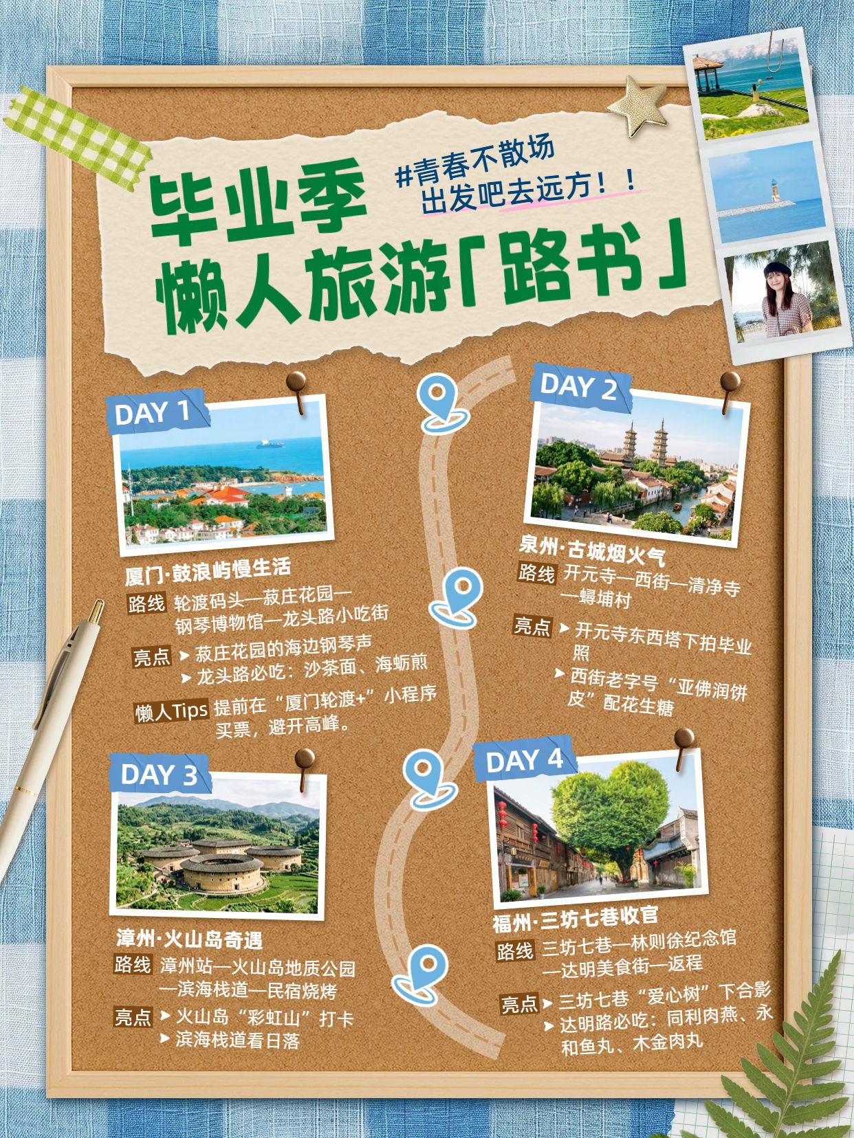 拼贴风棕色交流分享毕业季懒人旅游路书来啦小红书封面