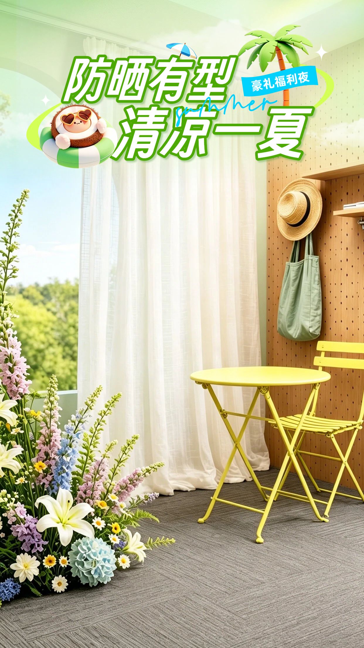清新实景风绿色营销带货通用类直播间背景