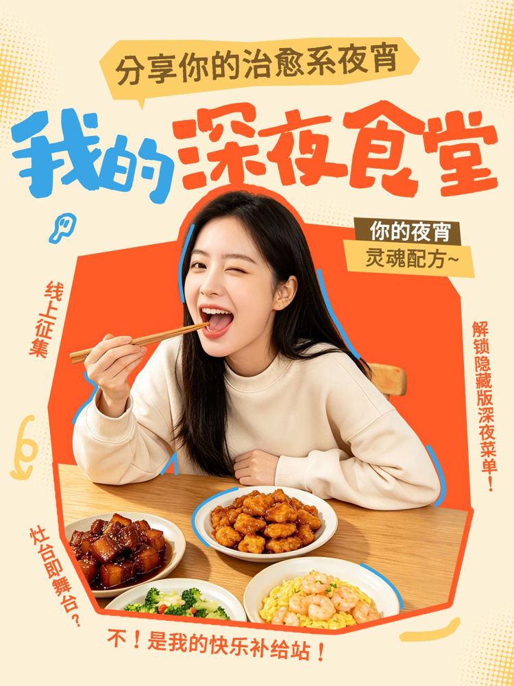 时尚风橙色交流分享餐饮美食活动小红书封面