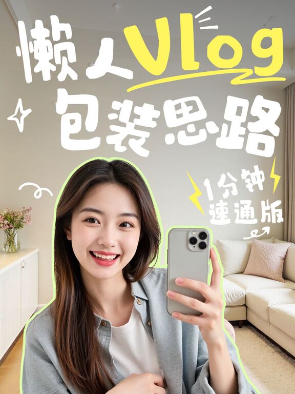 可爱风白色黄色通用类交流分享懒人vlog包装思路小红书封面