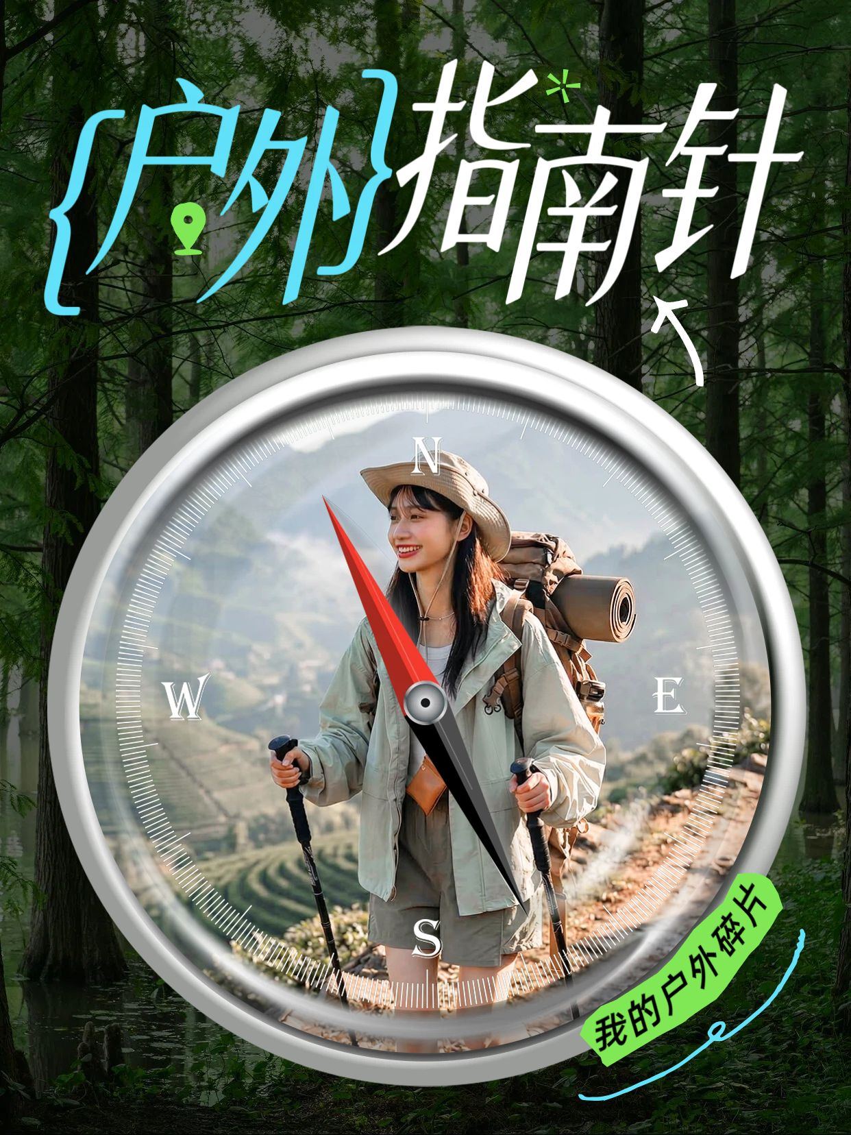 简约实景风黑灰色通用类交流分享户外指南针小红书封面