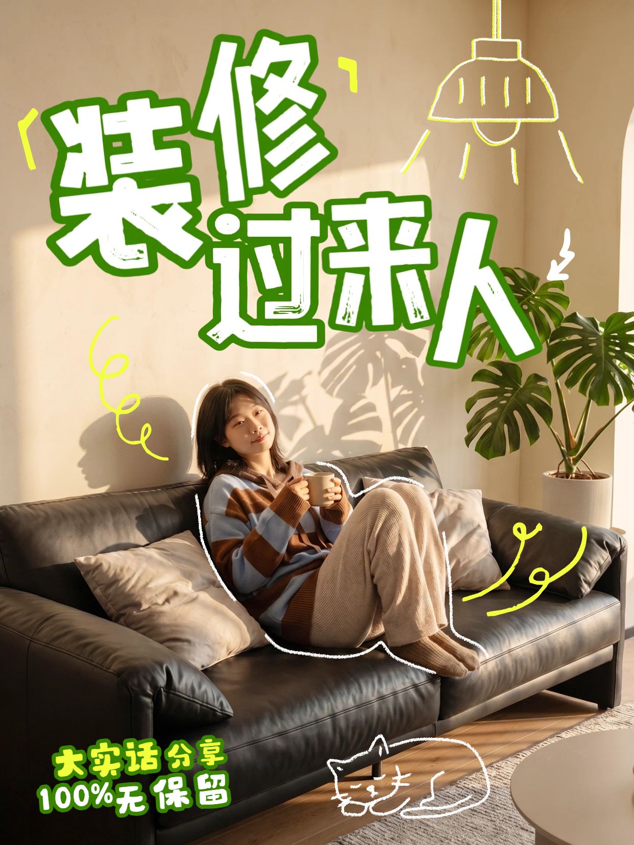 实景风黄绿色通用类交流分享装修过来人的大实话小红书封面