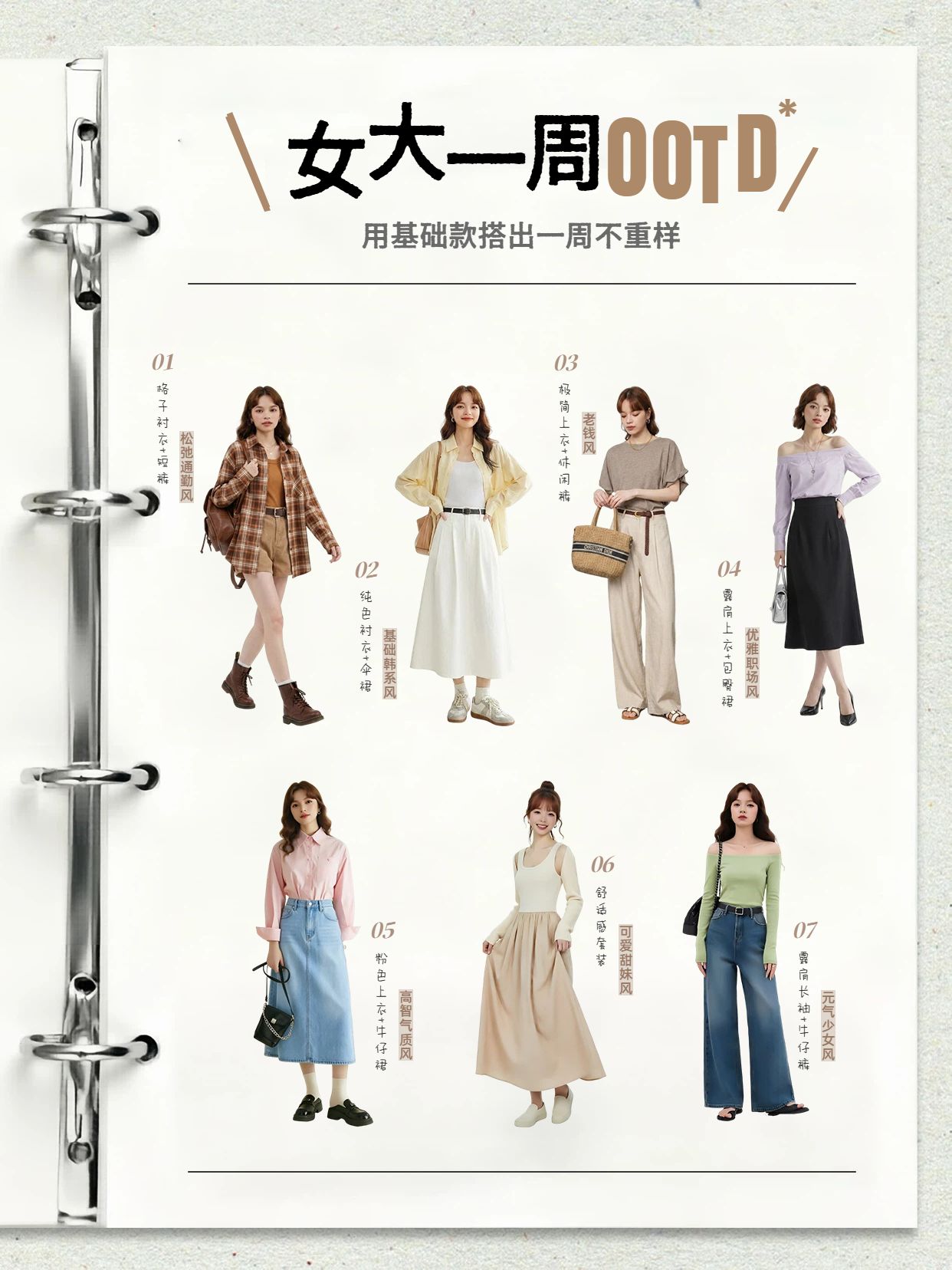 时尚风黄色鞋服箱包类交流分享女大一周ootd小红书封面