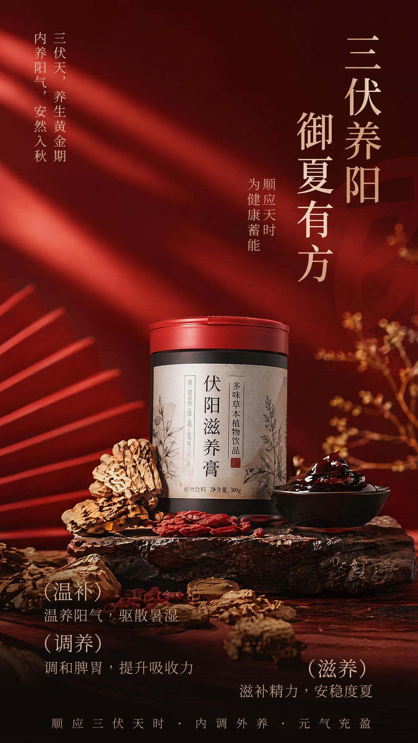 三伏天伏阳滋养膏产品营销海报