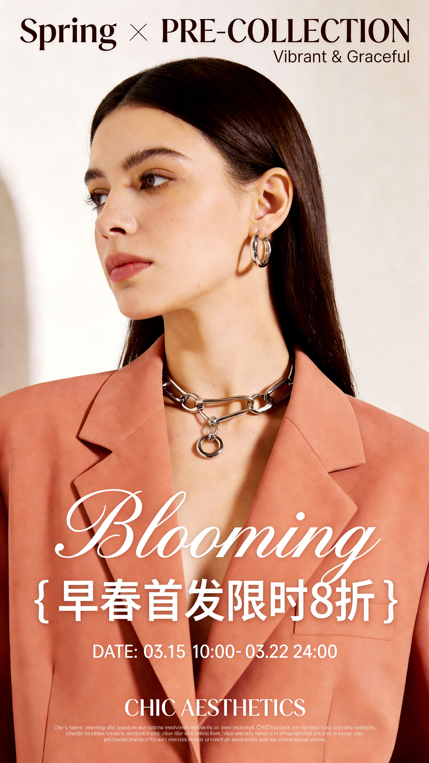 早春女装新品限时折扣活动促销海报
