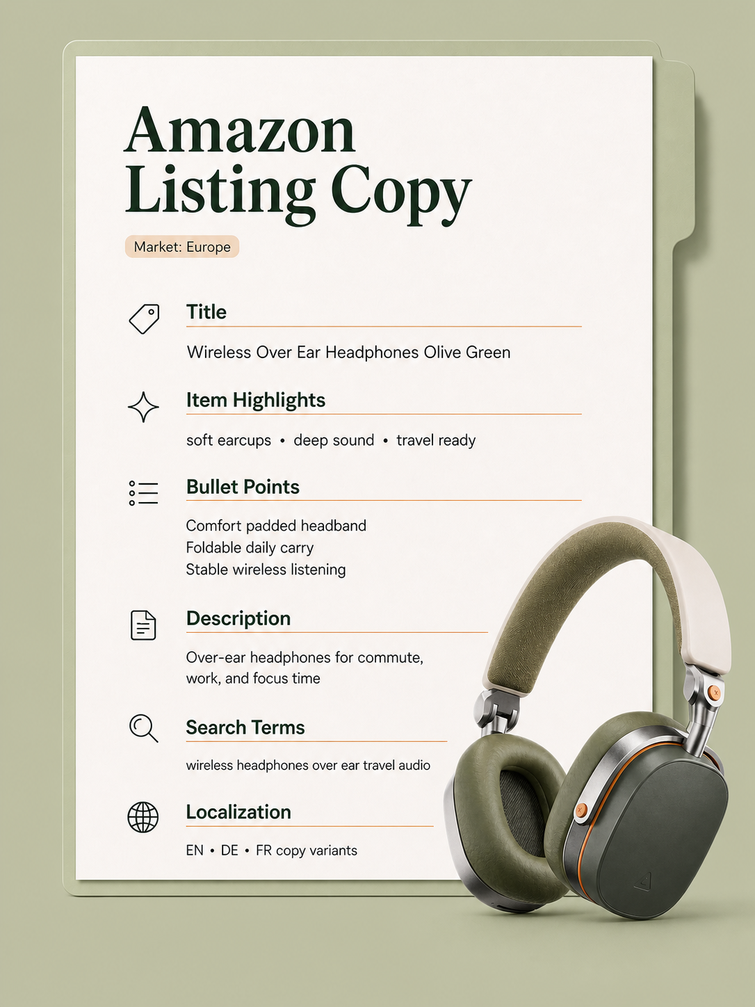 头戴耳机Amazon欧洲Listing文案图