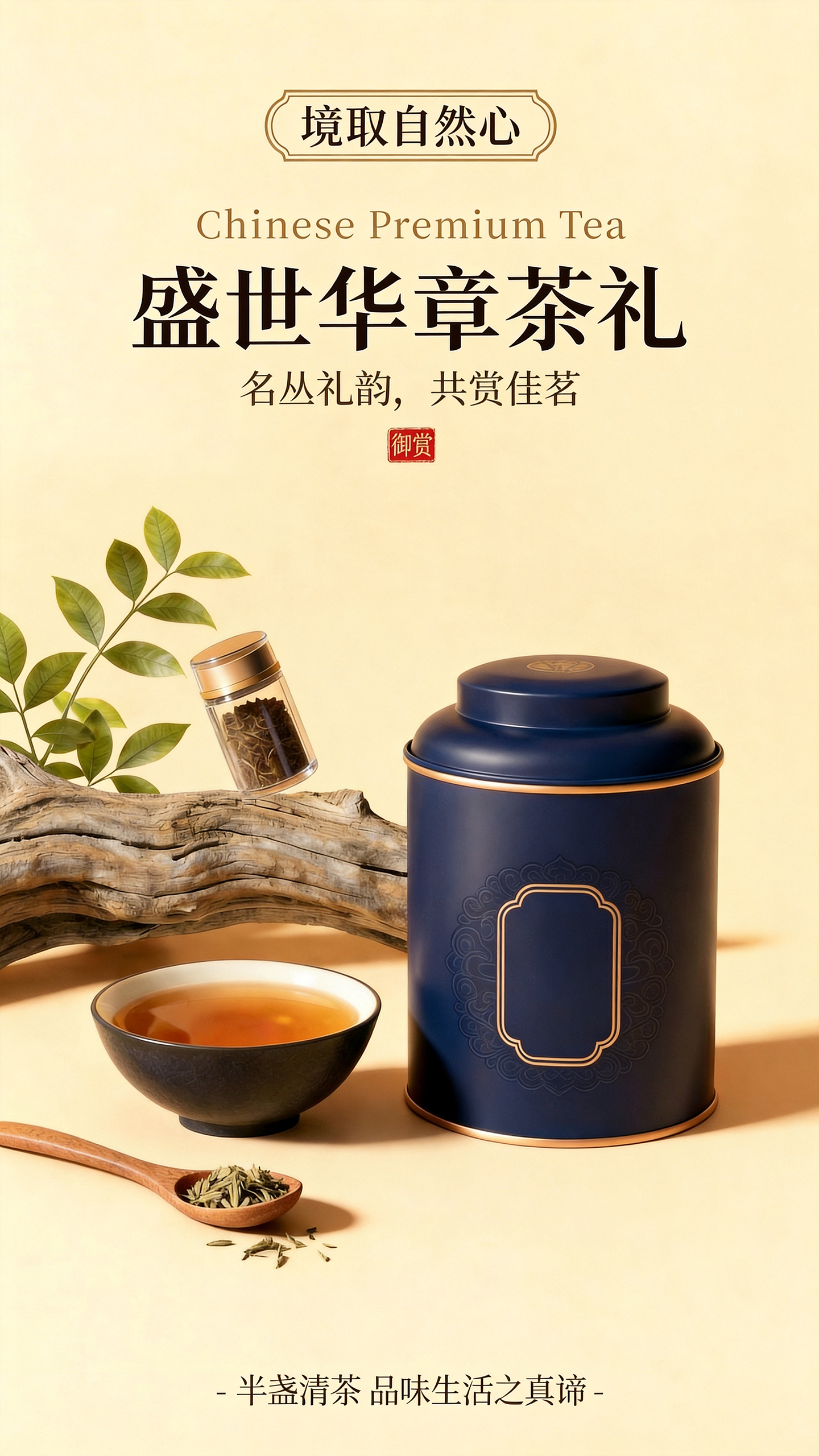 高端中国风茶叶礼盒营销海报