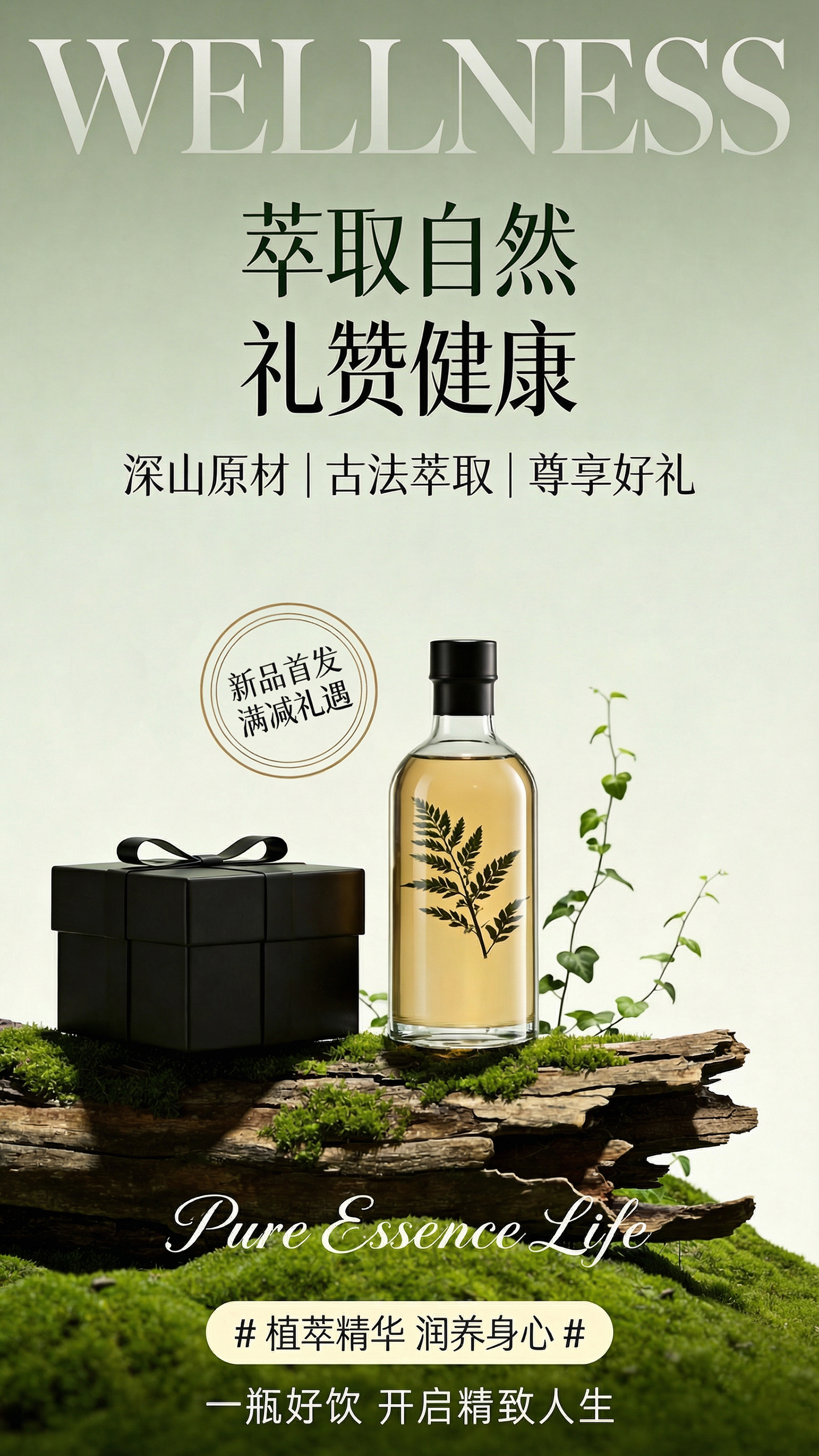 自然健康饮品新品首发促销海报