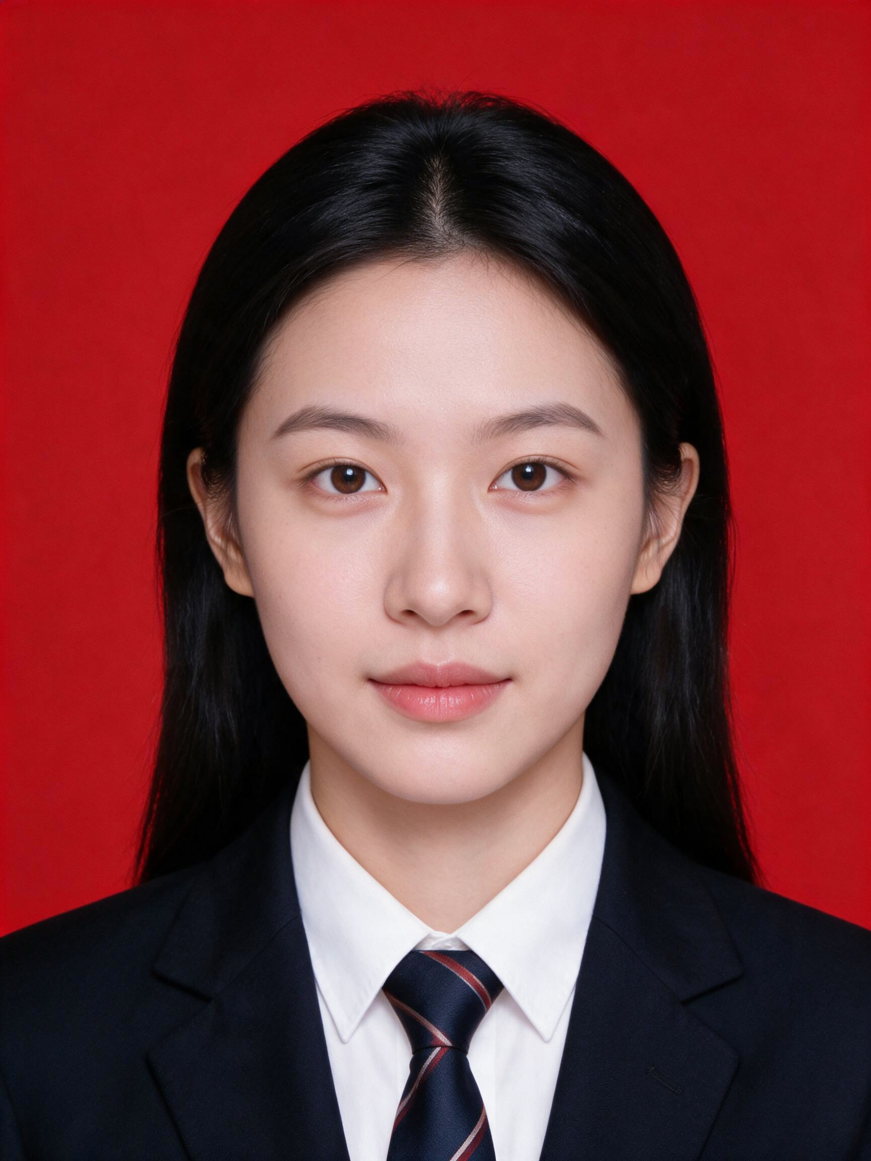 红底女职业证件照