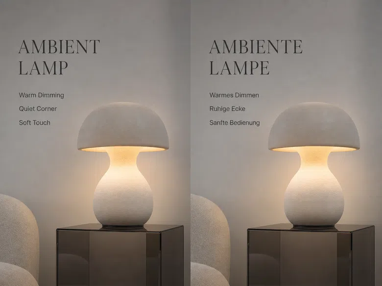 Showcase - lamp English to German