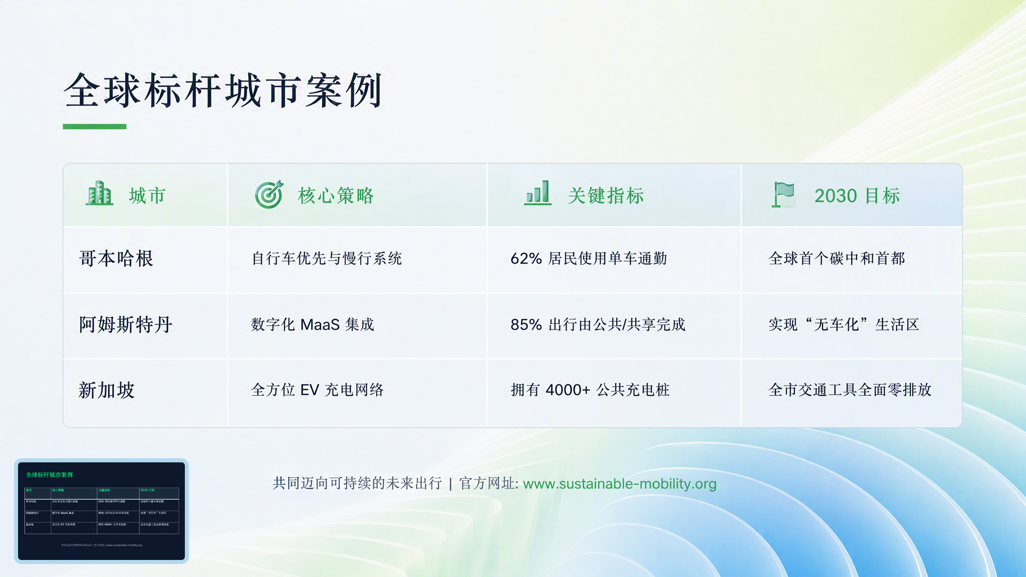 未来可持续城市交通PPT-04全球标杆城市案例