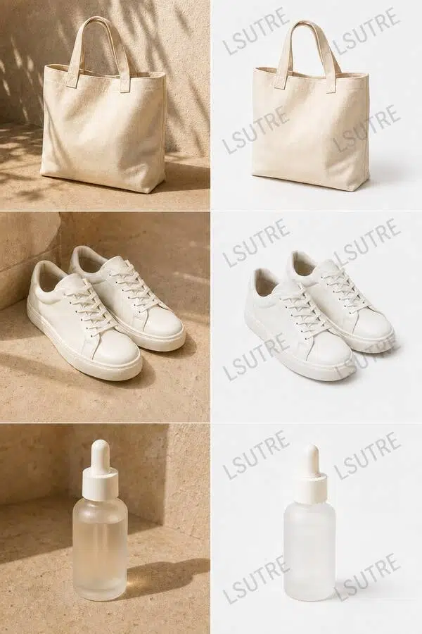 tote bag sneakers serum batch retouch comparison
