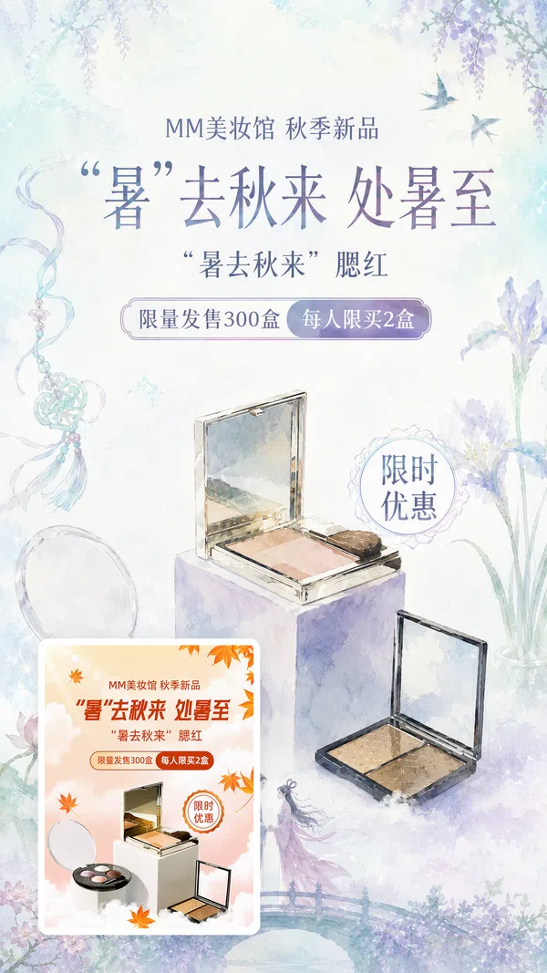 秋季腮红限量款新品海报场景首图