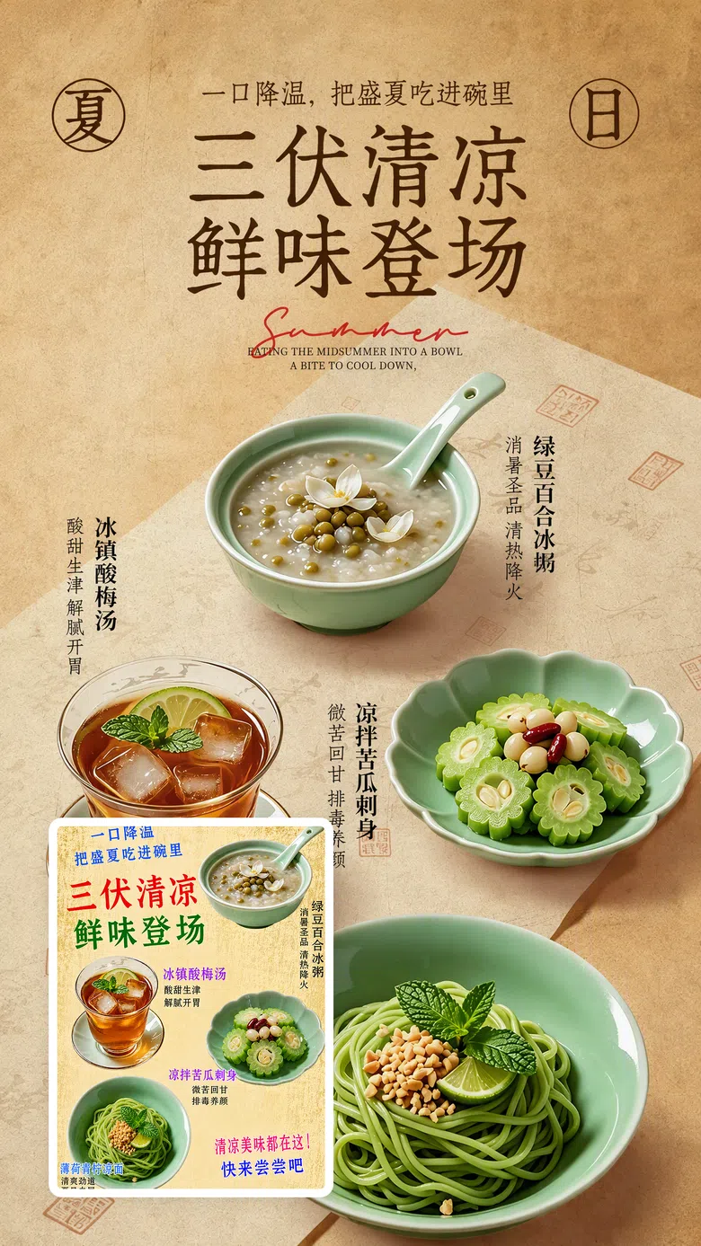 三伏天清凉美食海报
