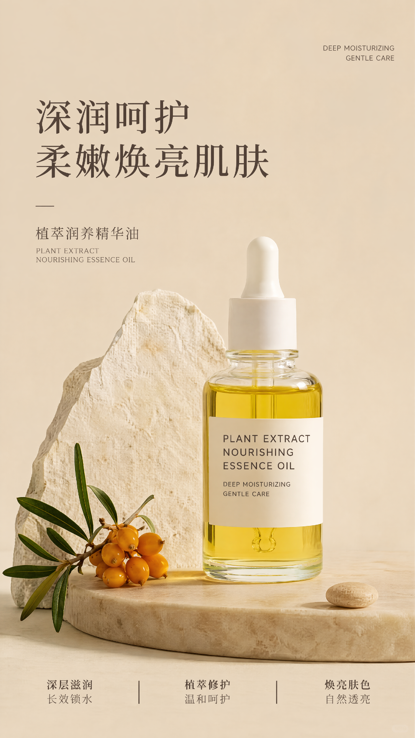 植物精油润肤护肤品海报场景首图