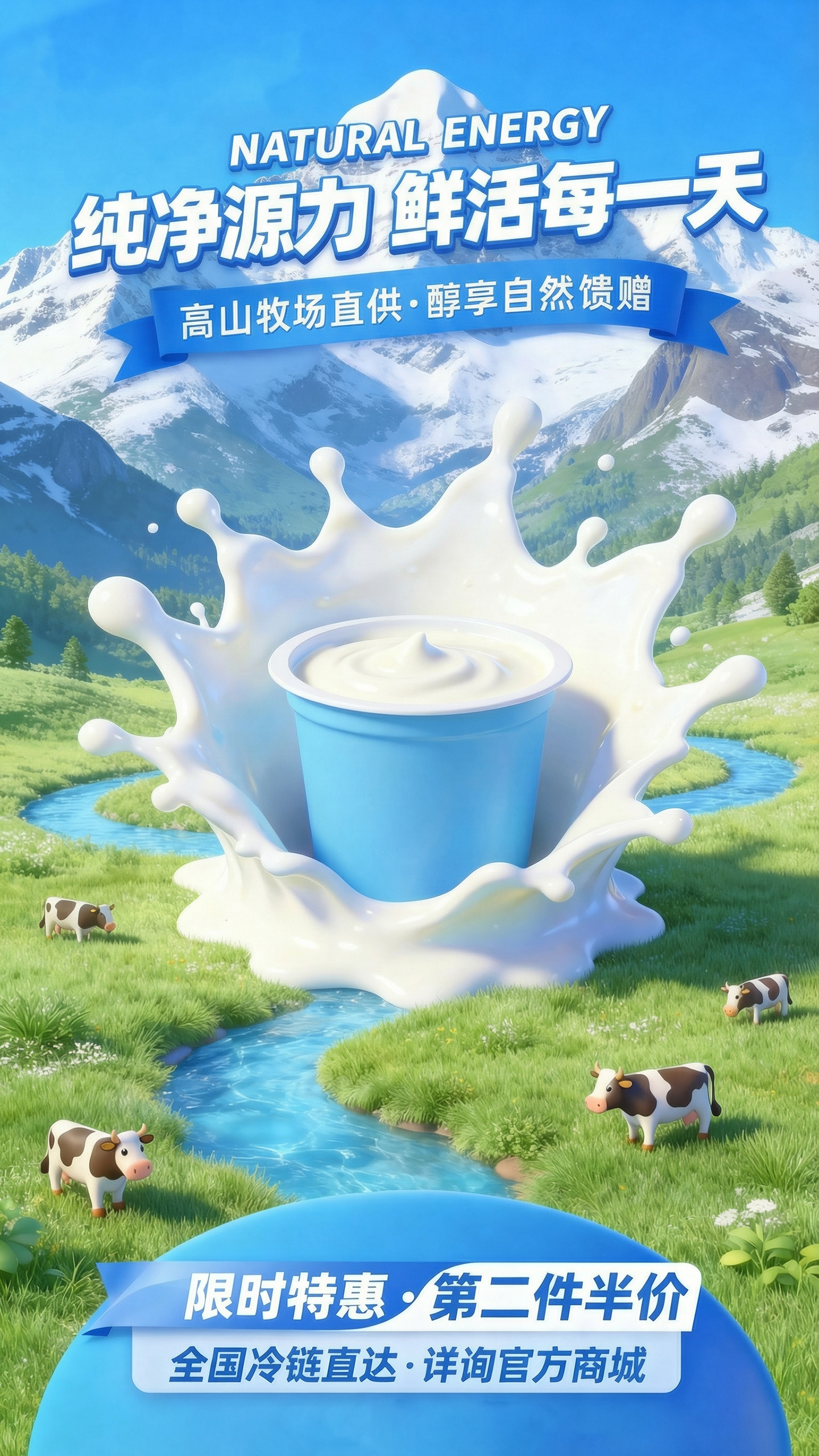 乳制品限时特惠促销活动海报