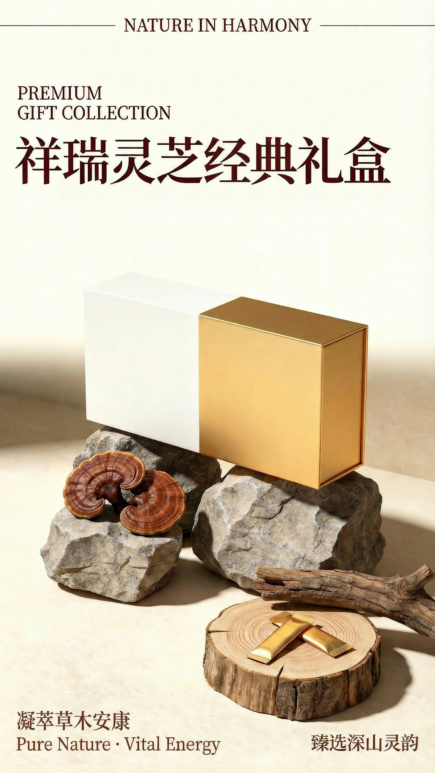 高端灵芝保健礼盒产品海报