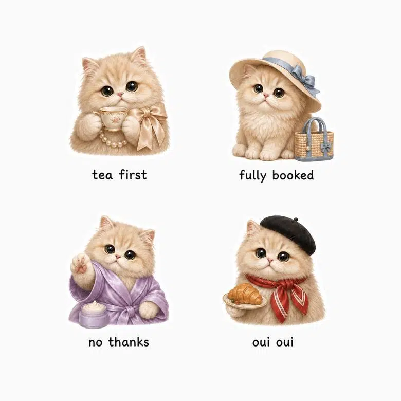 paris-style-fluffy-cat-sticker-pack-showcase