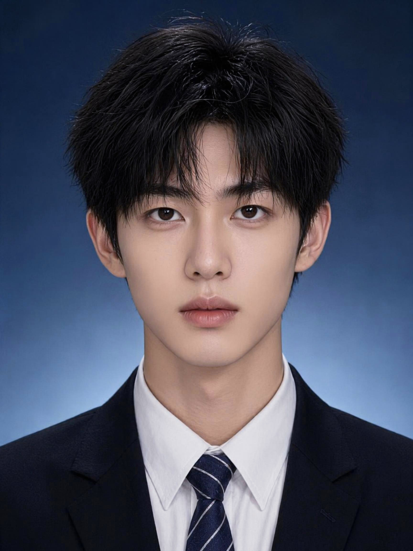 蓝底男学生证件照