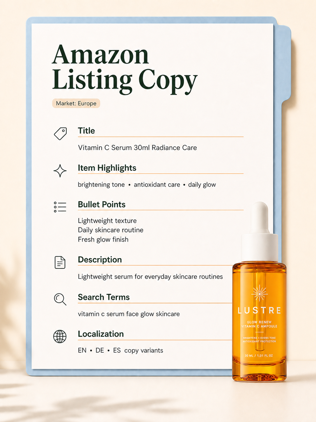 精华液Amazon欧洲Listing文案图