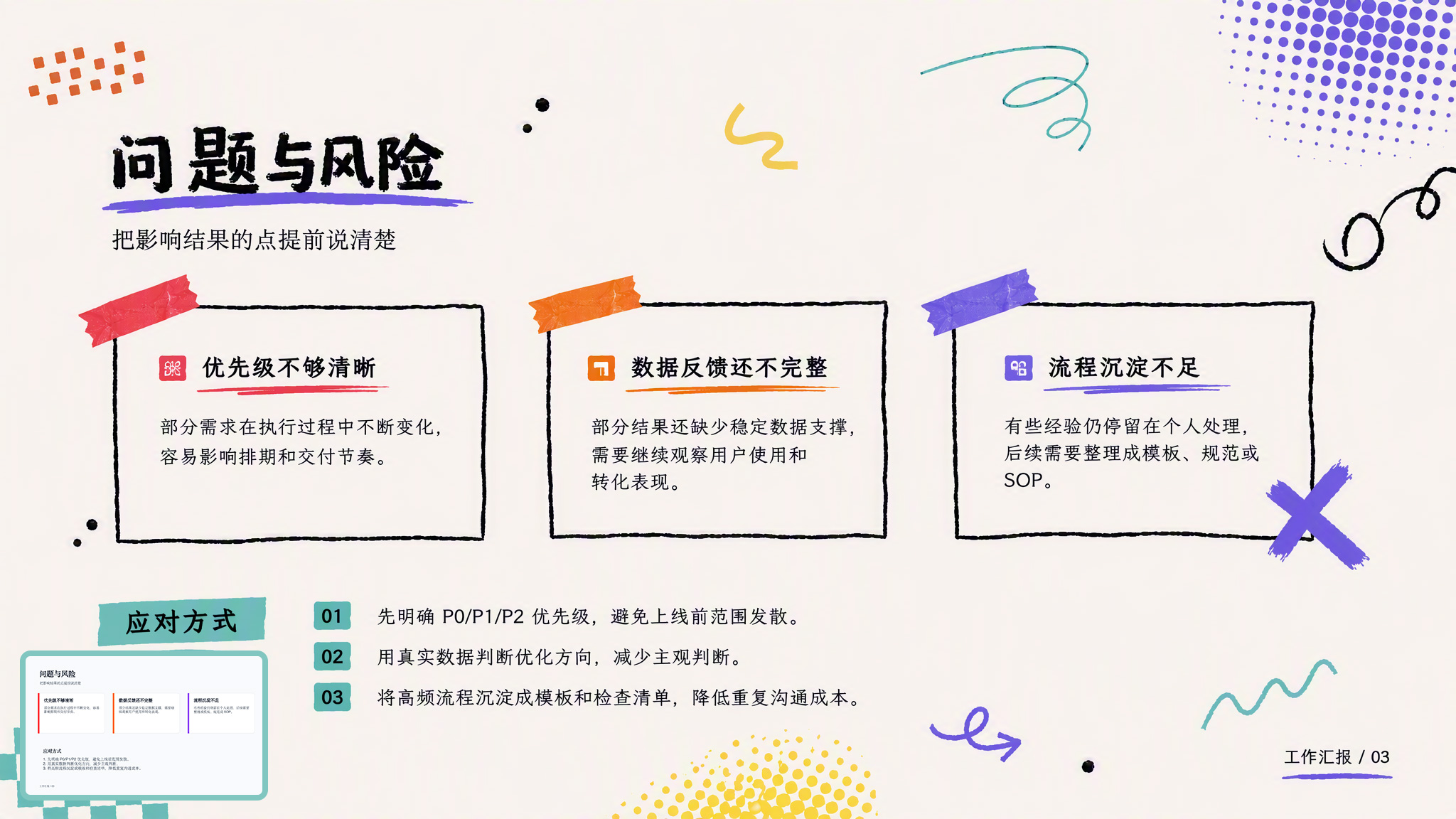 工作汇报PPT-03问题与风险