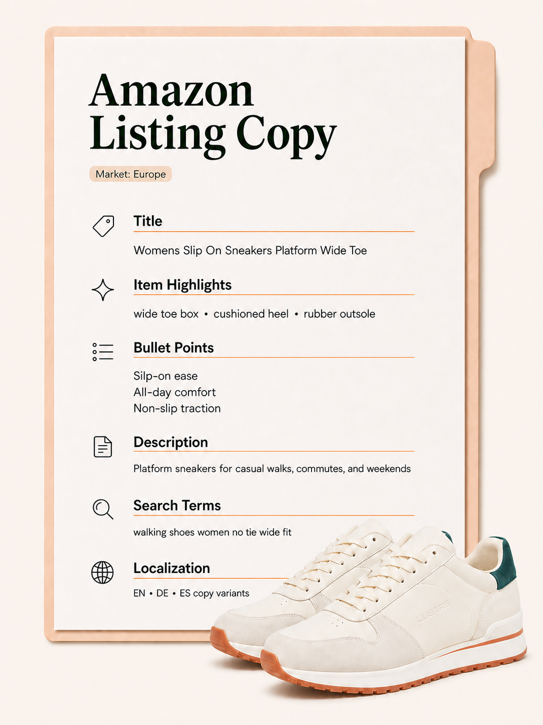休闲鞋Amazon欧洲Listing文案图