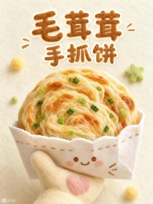 毛茸茸手抓饼风格图场景首图