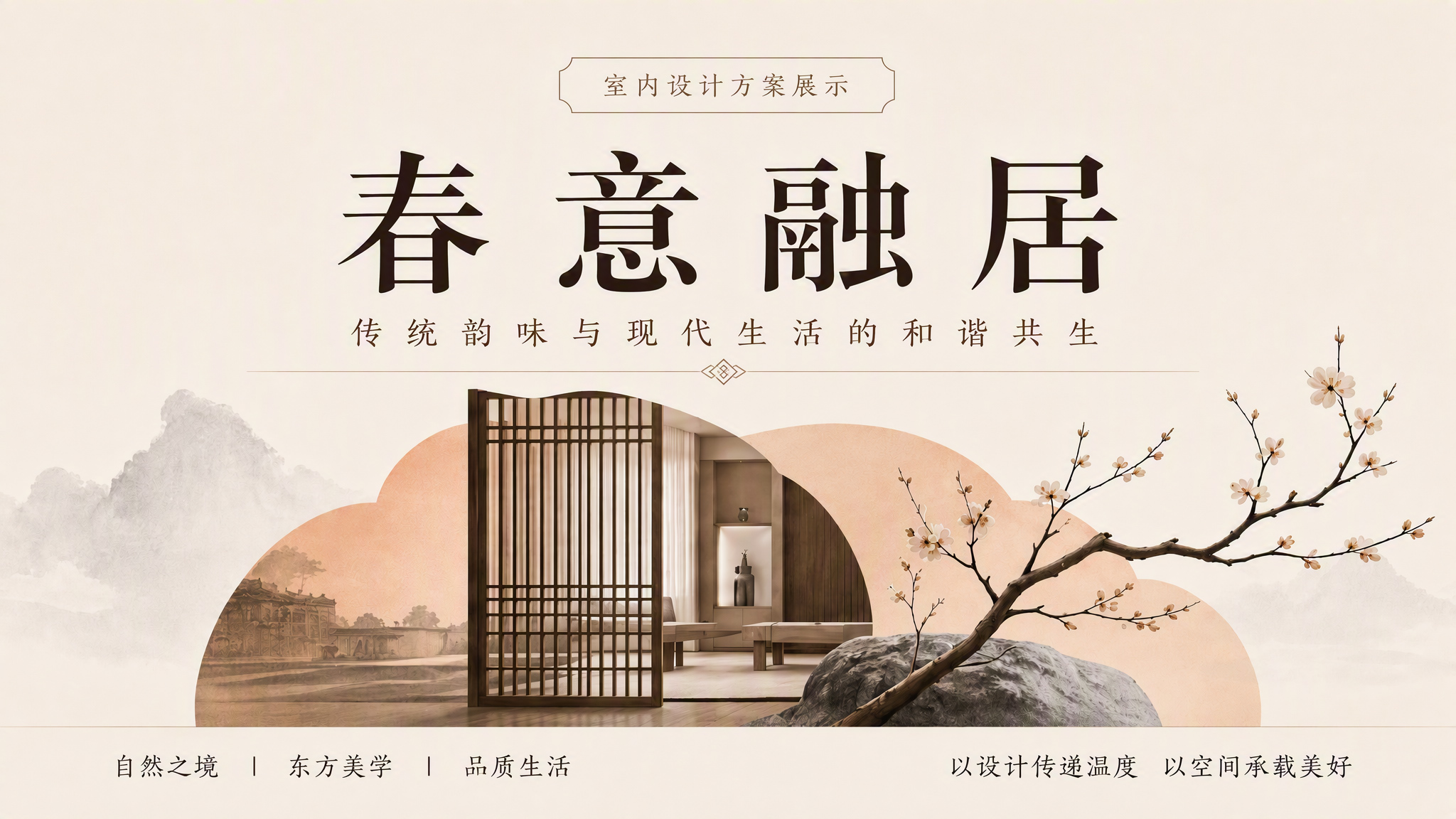 春意融居室内设计PPT封面