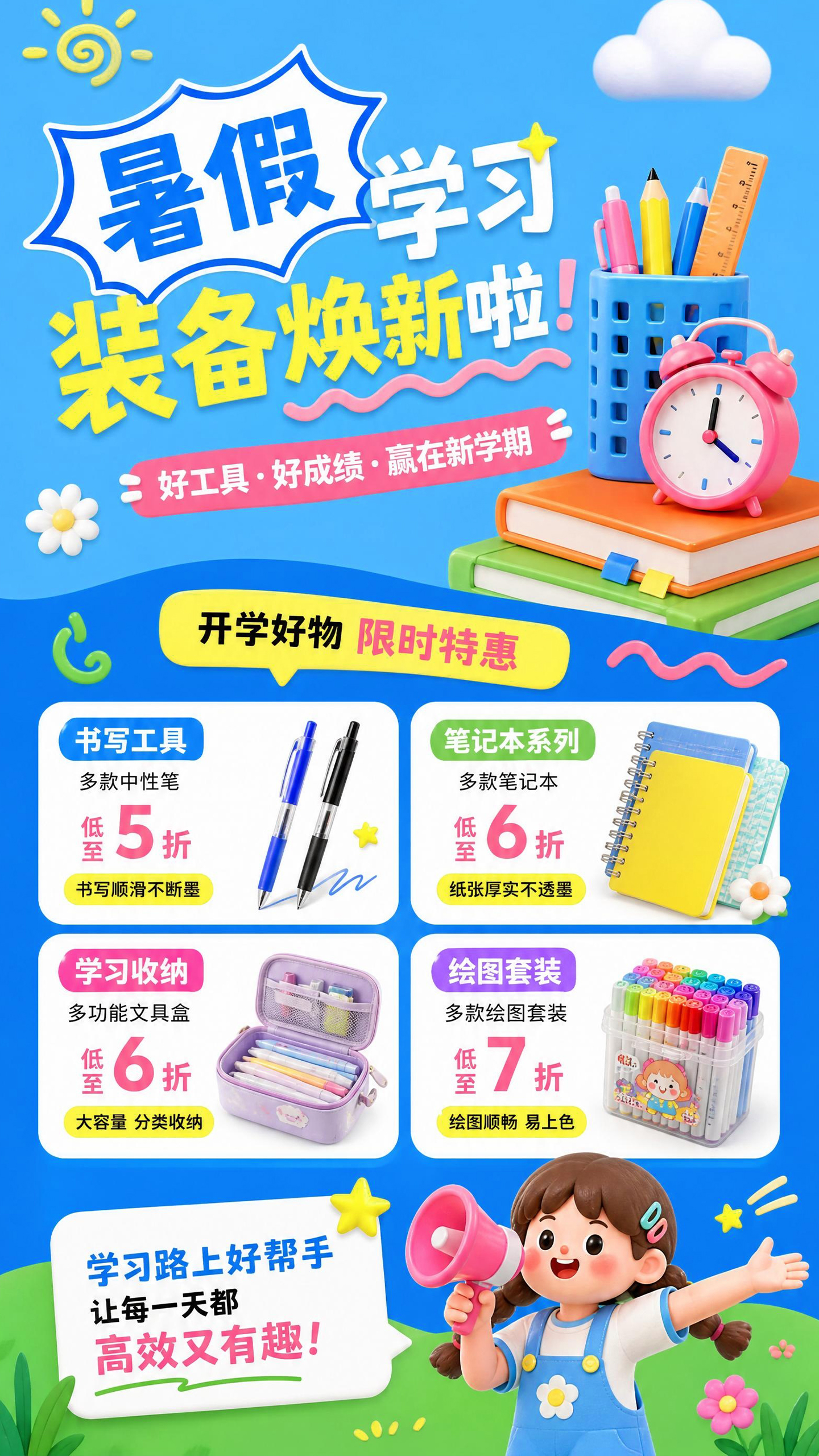 开学文具限时特惠活动营销海报