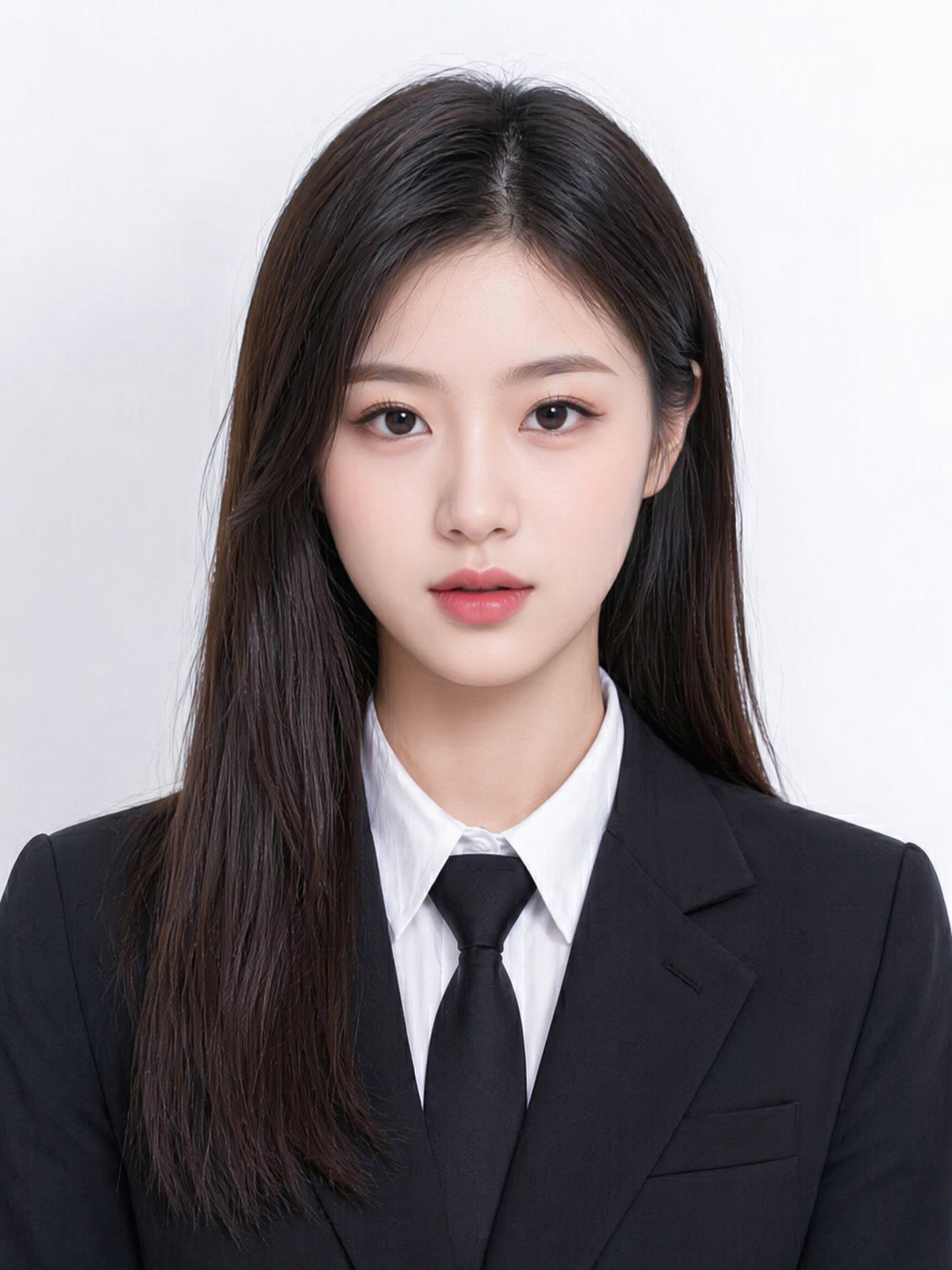 白底女西装证件照-案例展示