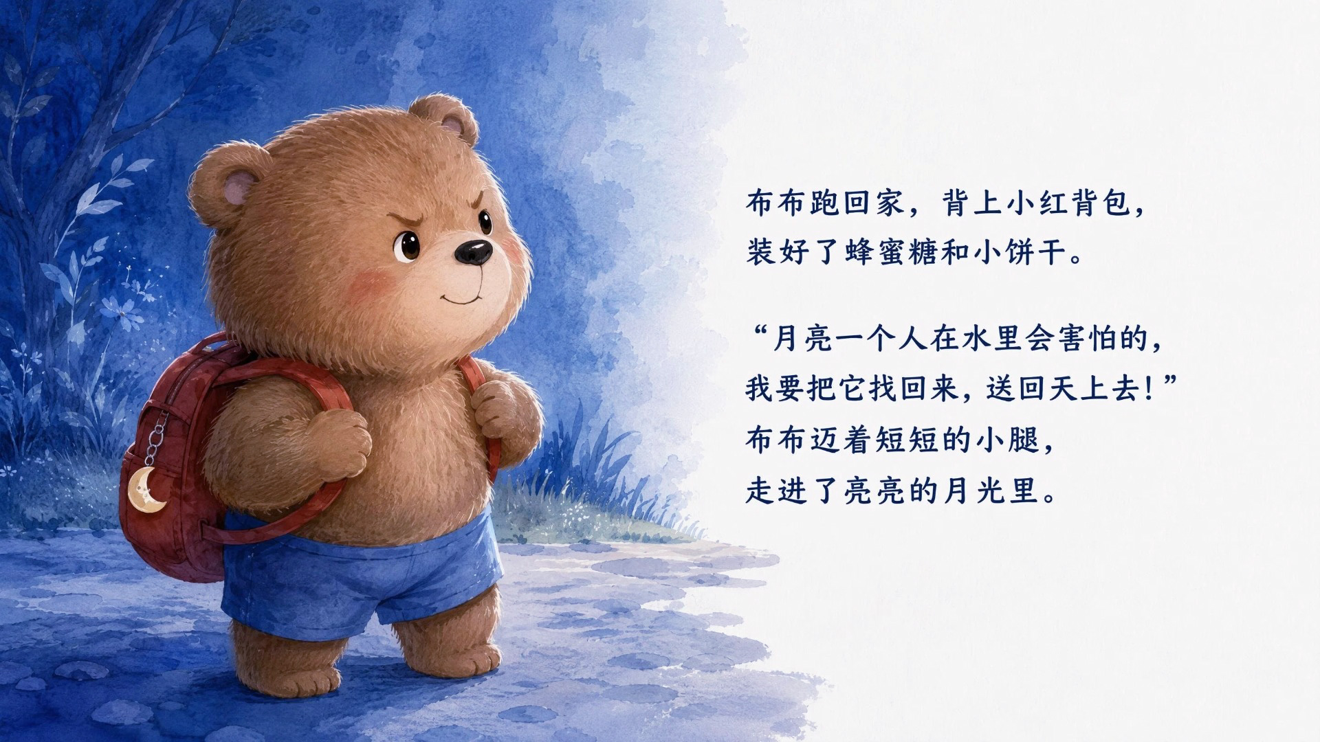 背包小熊雪地绘本内页