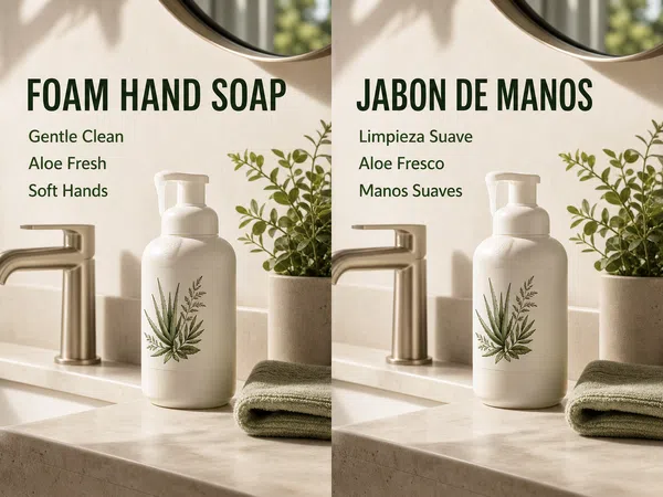 SEO collage - foam hand soap English to Spanish
