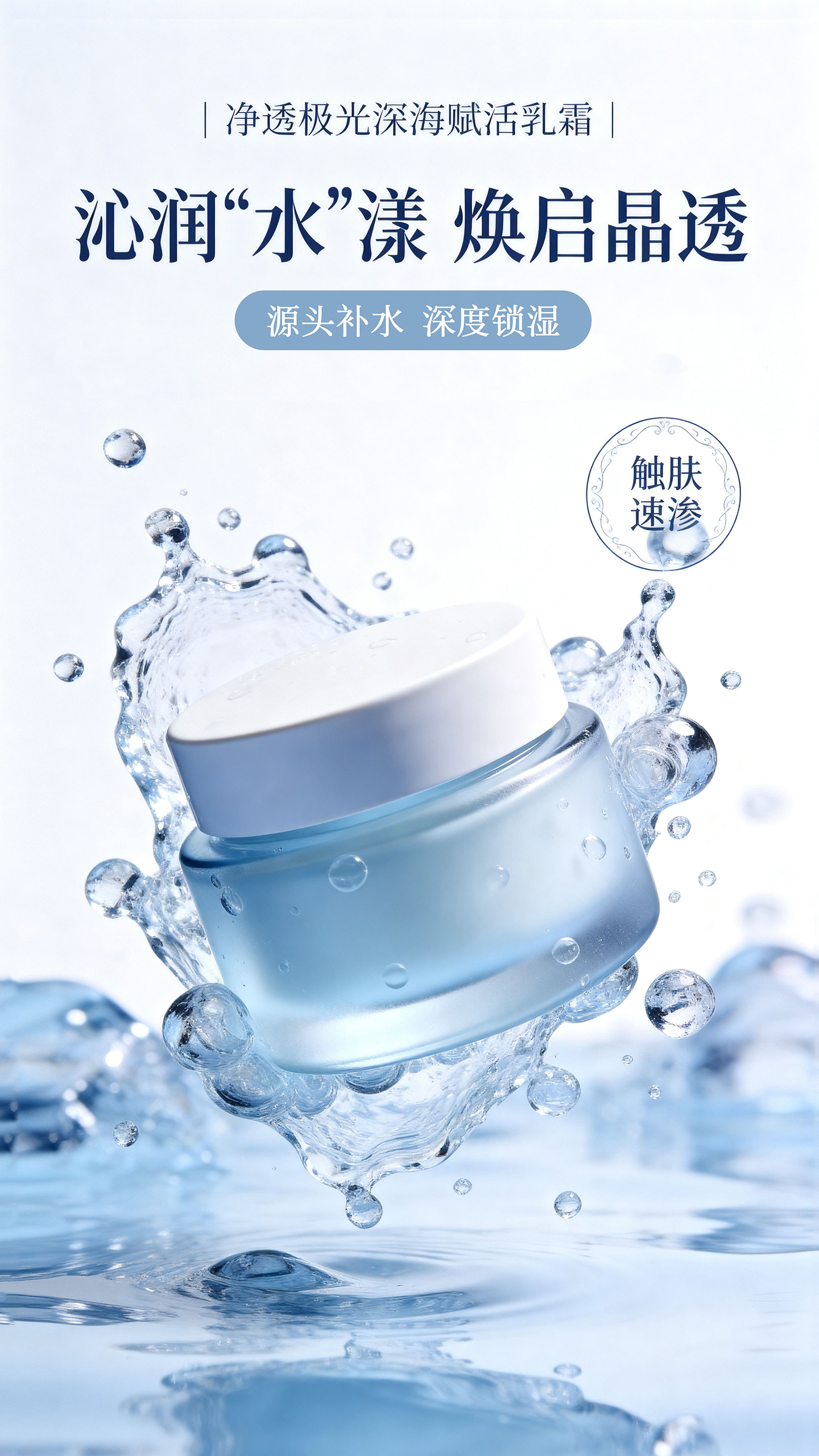 深海赋活补水面霜产品宣传海报