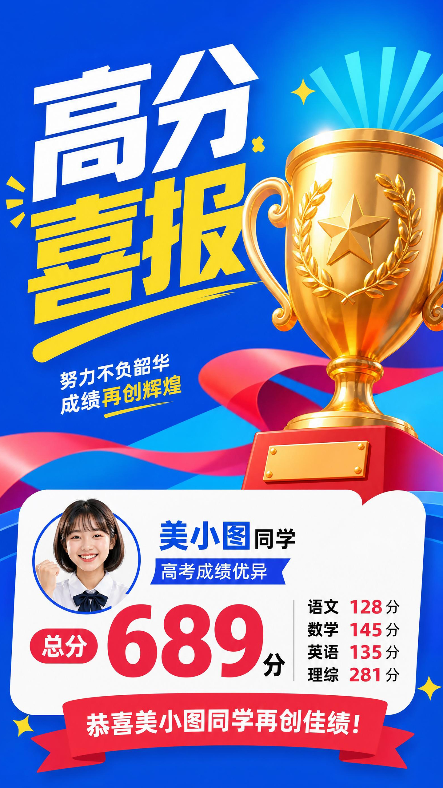 高考中考高分喜报表彰海报